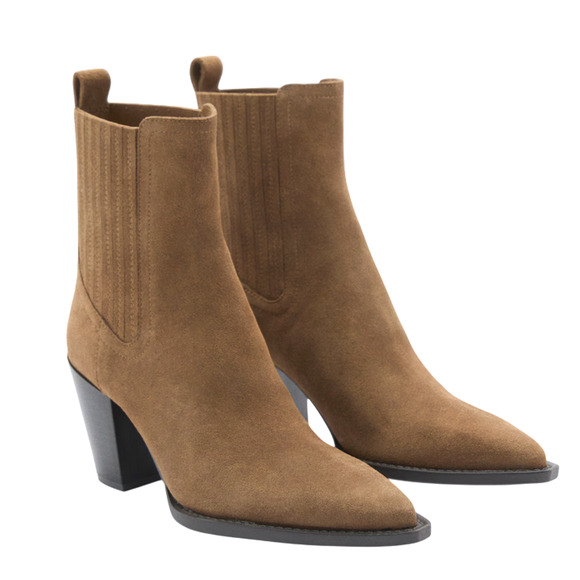 Mango Shoes - NEW MANGO MNG TOBACCO BROWN WESTY SUEDE BLOCK HEEL ANKLE BOOTS BOOTIE 37 US 6.5